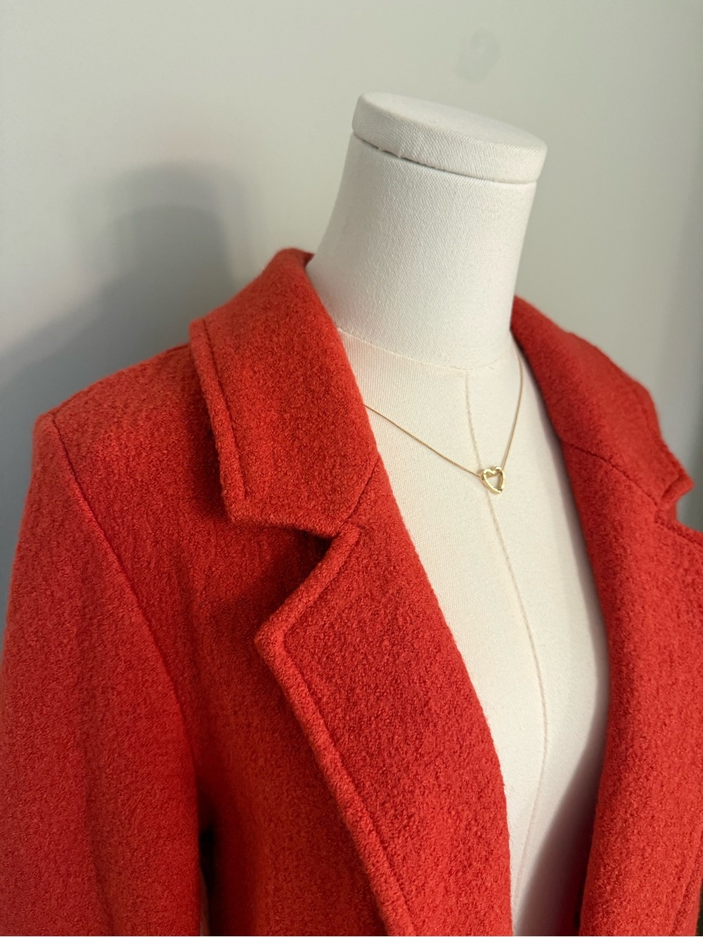 Rachel Zoe Wool Blend Open Front Coat Jacket Coral Orange Red Bouclé M Textured - Picture 7 of 7